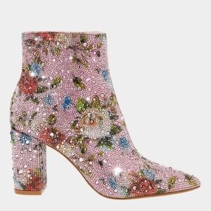 Betsey Johnson Cady Pink Floral Rhinestone Bootie 8.5
